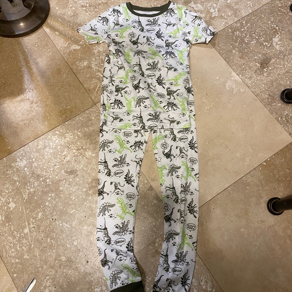 Kids Dinosaur Pajama Set - Green and Black